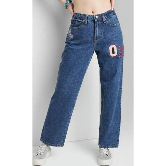 NWT WILD FABLE Varisty High Rise Straight Dad Jeans 18 - Picture 1 of 8